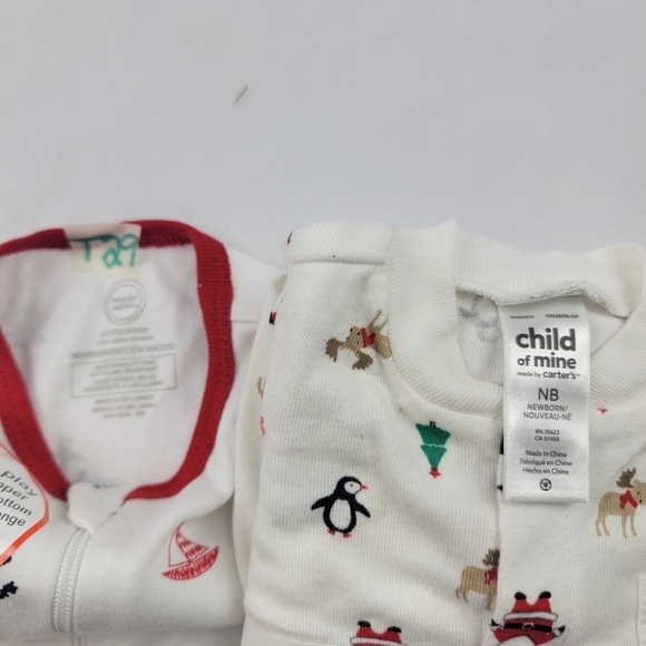 NWT set of 2 newborn sleep and play footed bodysuits holiday nautical - Picture 6 of 6